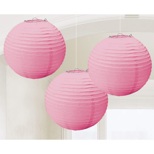 3 Lampions rosa Papier 20,4 cm