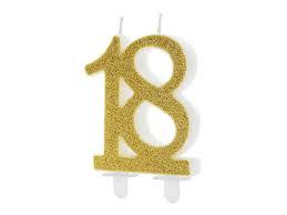 Zahlenkerze 18 gold glitzer - 7,5 cm