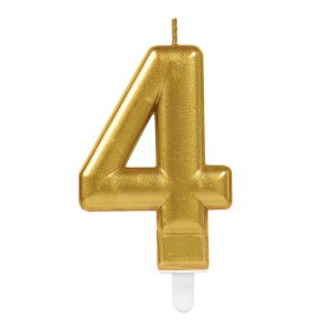 Zahlenkerze 4 Sparkling Celebrations Gold 8cm