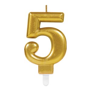Zahlenkerze 5 Sparkling Celebrations Gold 8cm