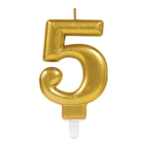 Zahlenkerze 5 Sparkling Celebrations Gold 8cm