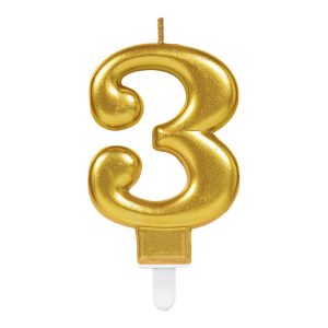 Zahlenkerze 3 Sparkling Celebrations Gold 8cm