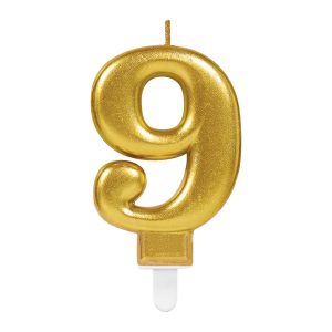 Zahlenkerze 9 Sparkling Celebrations Gold 8cm