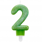 Zahlenkerze 2 Glitzer - 7,6 cm