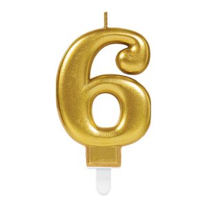 Zahlenkerze 6 Sparkling Celebrations Gold 8cm