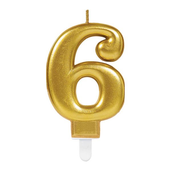 Zahlenkerze 6 Sparkling Celebrations Gold 8cm