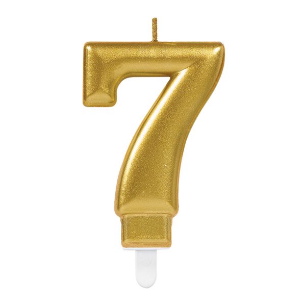 Zahlenkerze 7 Sparkling Celebrations Gold 8cm