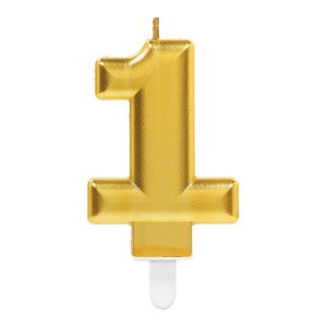 Zahlenkerze 1 Sparkling Celebrations Gold 8cm