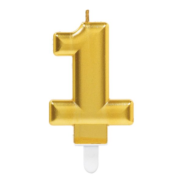 Zahlenkerze 1 Sparkling Celebrations Gold 8cm