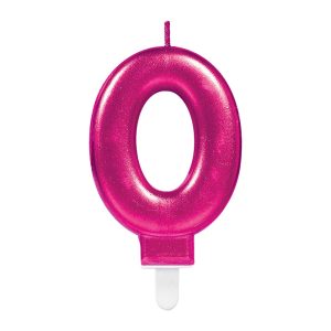 Zahlenkerze 0 Sparkling Celebrations Pink 8cm