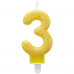 Zahlenkerze 3 Glitzer - 7,6 cm