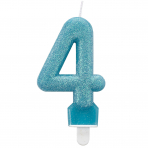 Zahlenkerze 4 Glitzer - 7,6 cm