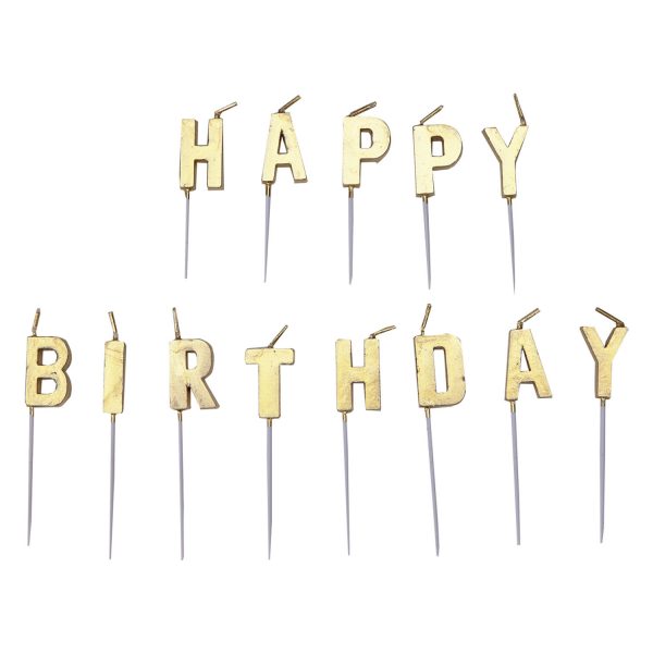 13 Buchstaben-Kerzen Happy Birthday Gold