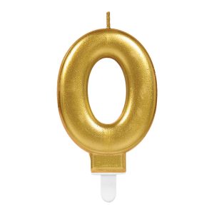 Zahlenkerze 0 Sparkling Celebrations Gold 8cm