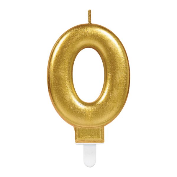 Zahlenkerze 0 Sparkling Celebrations Gold 8cm