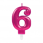 Zahlenkerze 6 Sparkling Celebrations Pink 8cm