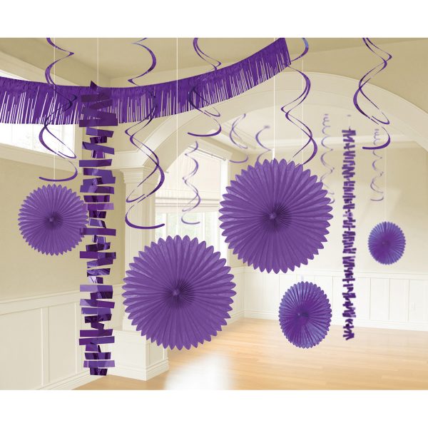 Deko-Set lila Papier / Folie 18-teilig 274 cm / 213 cm / 20,3 - 55,8 cm