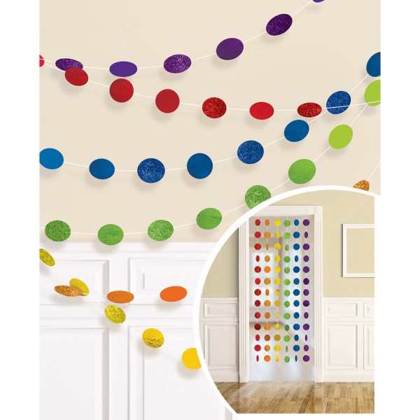 6 Deko-Hänger Glitzer Regenbogen Folie 213 cm