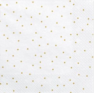 20 Servietten weiß mit goldenen Pünktchen