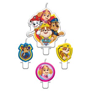 4 Mini-Figurenkerzen Paw Patrol 2018 Höhe 5,4 / 9,5 cm
