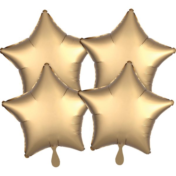 Gold Multi-Pack Sterne Satin Luxe Folienballons