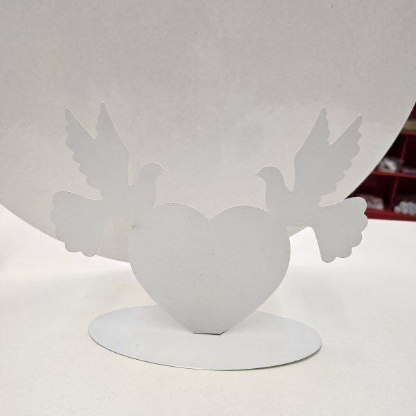 Cake Topper Metall Herz mit Tauben