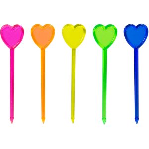 Mehrfarbige Partypicker Herz 8,5cm - 24 Stück