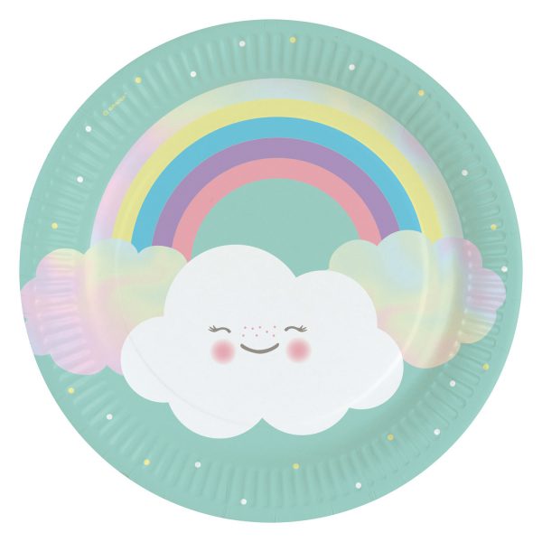 Eco 8 Teller Rainbow & Cloud Papier rund 22,8 cm
