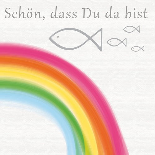 20 Servietten "Schön, das Du da bist" Regenbogen bunt 33x33 cm