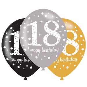 Latexballons 18 Happy Birthday - drei Farben