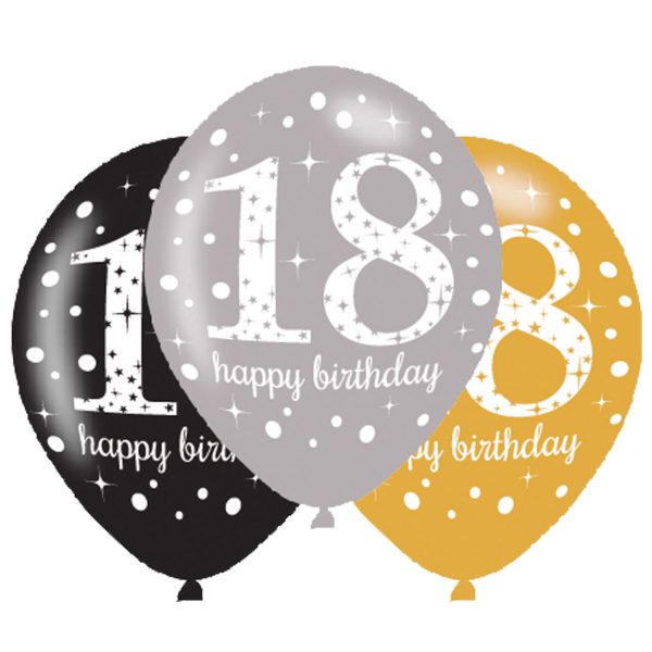 Latexballons 18 Happy Birthday - drei Farben