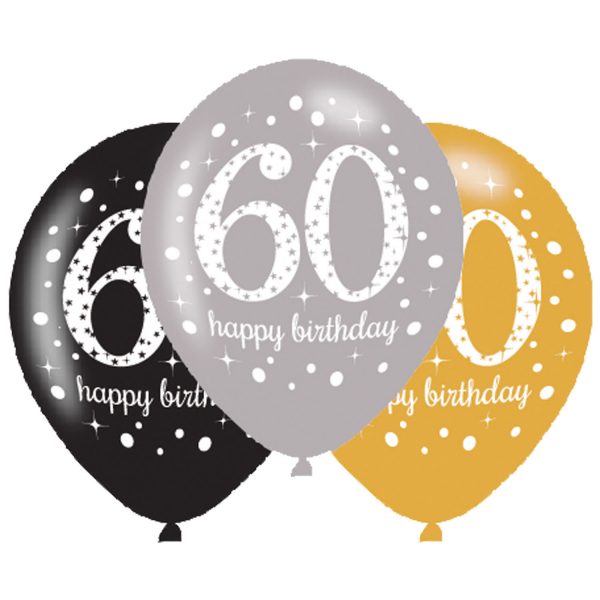 6 Latexballons 60 Jahre Sparkling Birthday 27,5cm/11"