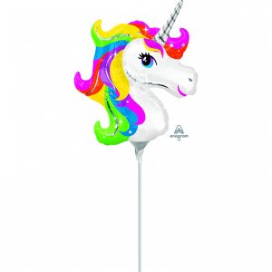 Mini Shape "Regenbogen-Einhorn" Folienballon,ca.24cm luftgefüllt
