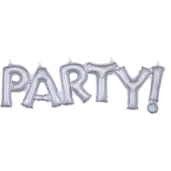 Air-Filled Folienballon Script Wort "PARTY" Silber 83cm