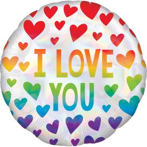 Iridescent Regenbogen Herzen Folienballon , 43cm