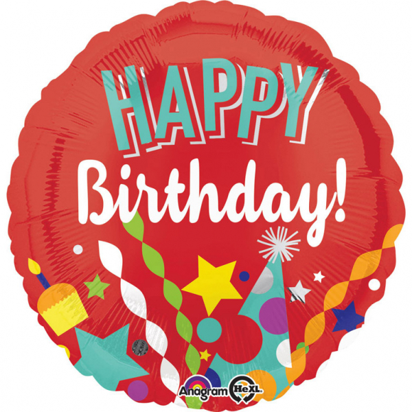 "Happy Birthday - Festlich" Folienballon rund, 43 cm