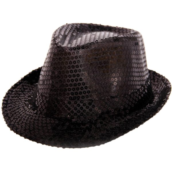 Schwarzer Filzhut mit Glitzerpailletten