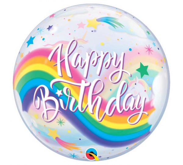 Bubbles "Happy Birthday" RAINBOW UNICORNS