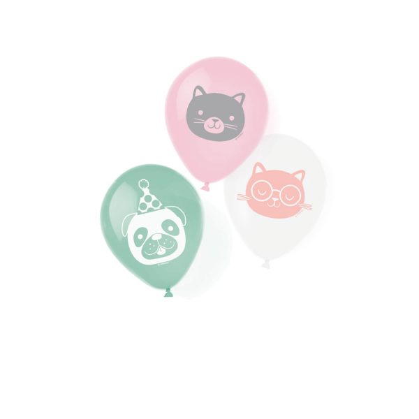 6 Latex Ballons Hello Pets 22,8 cm/9"