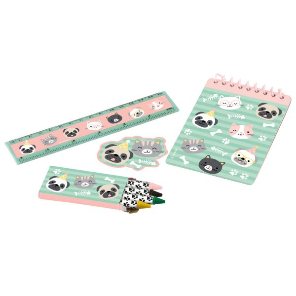 Schreibset Hello Pets Papier / Plastik / 24-teilig