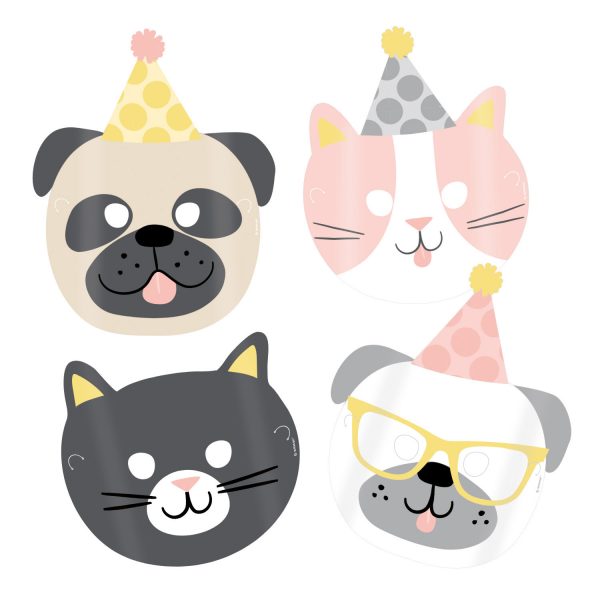 8 Papier Masken Hello Pets 16,7 x 23,2 cm