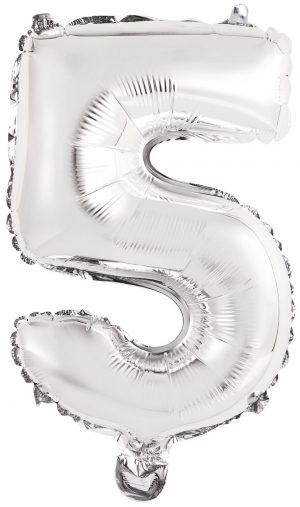 Folienballon Air-Filled "5"silber
