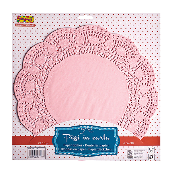 Givi Italia 37cm rosa Papier Deckchen, 12 Stück