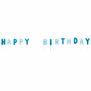 Kerzen-Set Happy Birthday blau