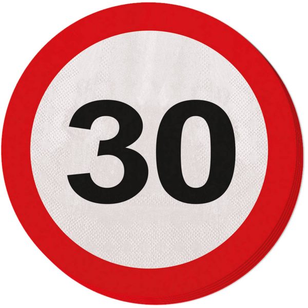 30. Geburtstag Servietten Verkehrsschild - 20 Stück