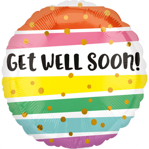 Get Well Bold Stripes Folienballon