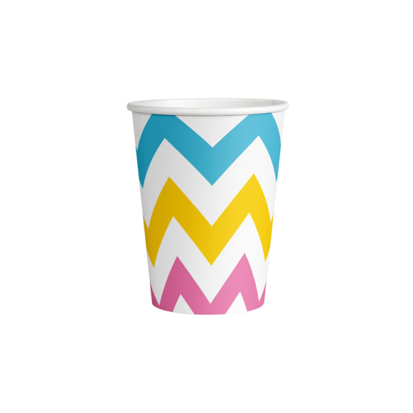8 Becher Rainbow Chevron Papier 250 ml