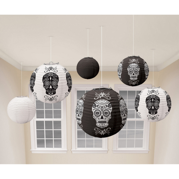 6 Lampions Day of the Dead Papier