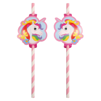 8 Trinkhalme Unicorn Papier 19,7 cm