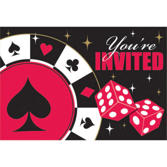 8 Einladungskarten Place Your Bets mit Umschlägen